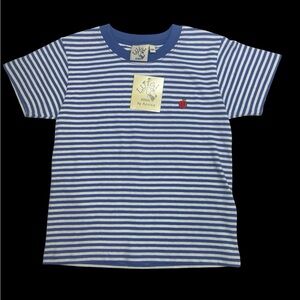 NWT Luigi Blue Striped Embroidered Apple T-Shirt 3t